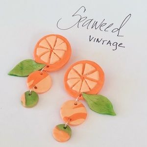 Retro Modern “Tangerine” Polymer Clay Earrings